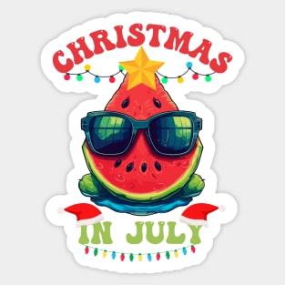 Christmas in July - Watermelon Wearing Sunglasses Sticker